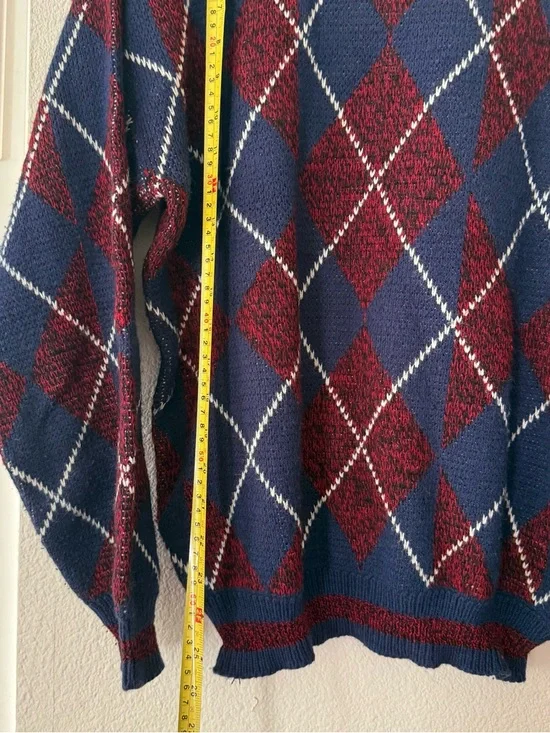 Rotary Estate Men's Argyle Crewneck Sweater - Navy & Burgundy - Picture 2 of 5